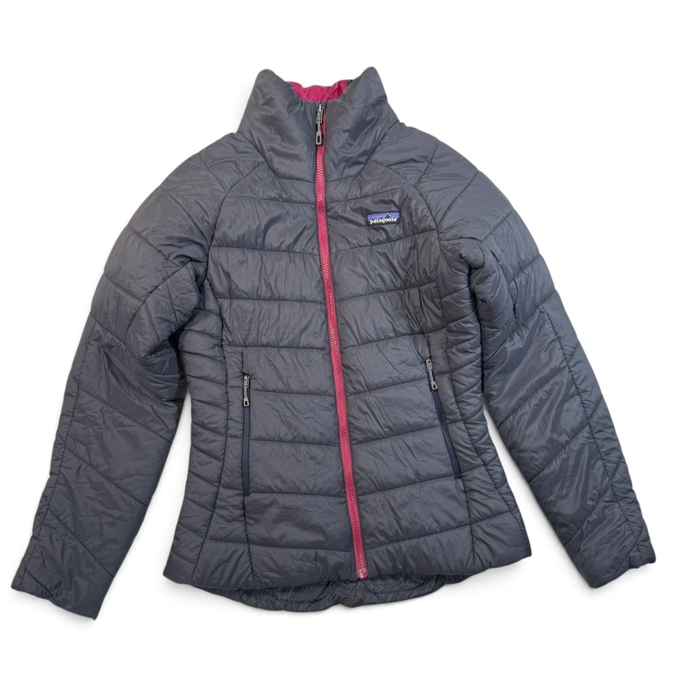 Patagonia Hyper Puff Jacket Womens Small Forge Gray Magenta Puffer 84405